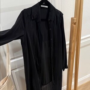 T Alexander Wang Silk Black Button-Up Long Shirt